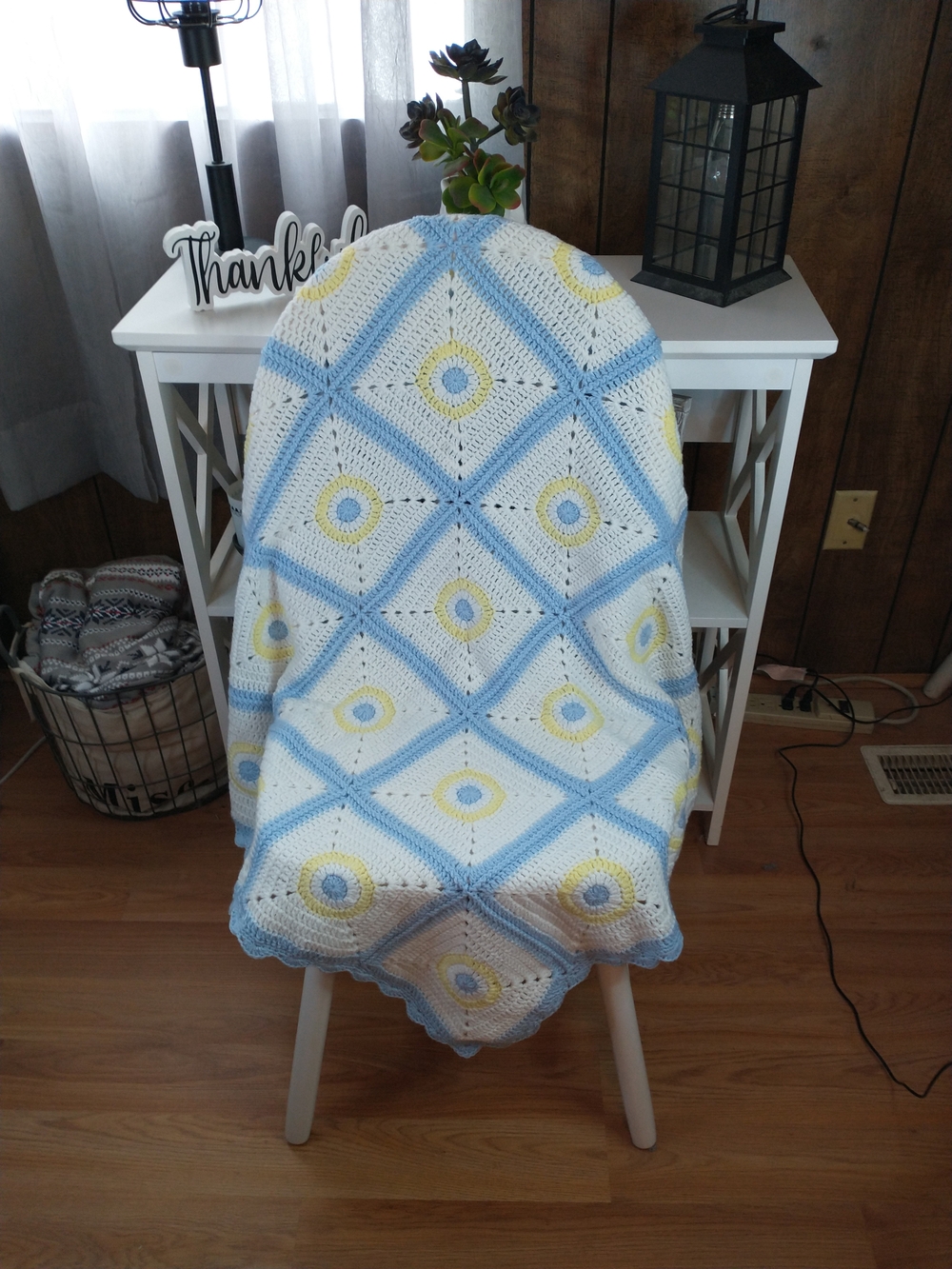 New Hand Crocheted Baby Boy Blanket, Baby Shower Gift